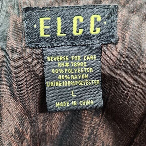 E.L.C.C. Embroidered Paisley Starburst button front blazer jacket brown bronze S - Picture 6 of 6